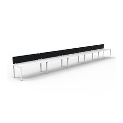 Rapid Deluxe Infinity Single Sided Workstation 5 Person With Black Eco Screen 1800Wmm per person White Profile Leg Natural White Top