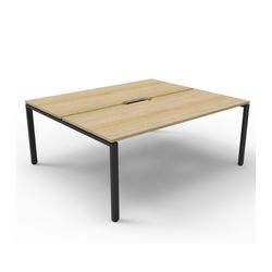Rapid Deluxe Infinity Back to Back Workstation 2 Person No Screen 1200Wmm per person Black Profile Leg Natural Oak Top