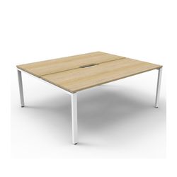 Rapid Deluxe Infinity Back to Back Workstation 2 Person No Screen 1200Wmm per person White Profile Leg Natural Oak Top