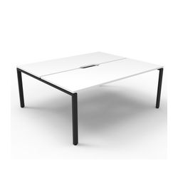 Rapid Deluxe Infinity Back to Back Workstation 2 Person No Screen 1800Wmm per person Black Profile Leg Natural White Top