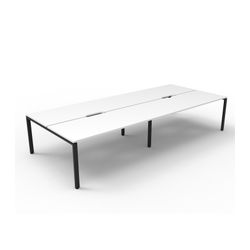 Rapid Deluxe Infinity Back To Back Workstation 4 Person No Screen 1500Wmm per person Black Profile Leg Natural White Top