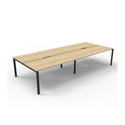 Rapid Deluxe Infinity Back To Back Workstation 4 Person No Screen 1500Wmm per person Black Profile Leg Natural Oak Top