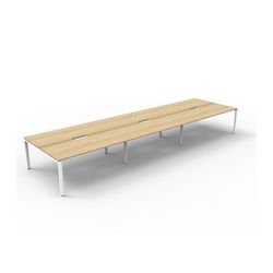 Rapid Deluxe Infinity Back To Back Workstation 6 Person No Screen 1200Wmm per person White Profile Leg Natural Oak Top