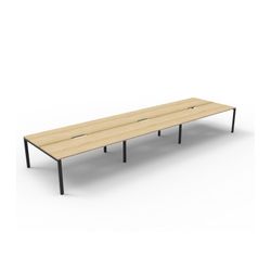Rapid Deluxe Infinity Back To Back Workstation 6 Person No Screen 1500Wmm per person Black Profile Leg Natural Oak Top