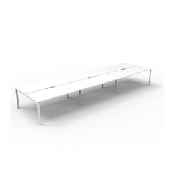 Rapid Deluxe Infinity Back To Back Workstation 6 Person No Screen 1800Wmm per person White Profile Leg Natural White Top