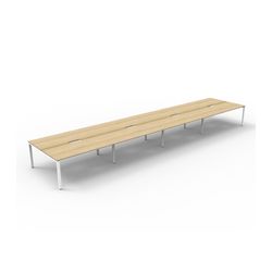 Rapid Deluxe Infinity Back To Back Workstation 8 Person No Screen 1200Wmm per person White Profile Leg Natural Oak Top