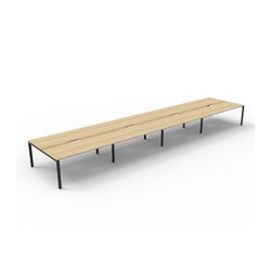 Rapid Deluxe Infinity Back To Back Workstation 8 Person No Screen 1800Wmm per person Black Profile Leg Natural Oak Top