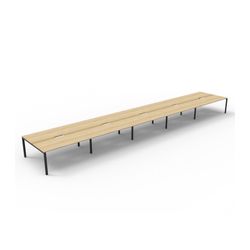 Rapid Deluxe Infinity Back To Back Workstation 10 Person No Screen 1500Wmm per person Black Profile Leg Natural Oak Top