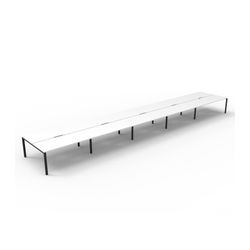 Rapid Deluxe Infinity Back To Back Workstation 10 Person No Screen 1800Wmm per person Black Profile Leg Natural White Top