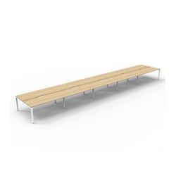 Rapid Deluxe Infinity Back To Back Workstation 10 Person No Screen 1800Wmm per person White Profile Leg Natural Oak Top