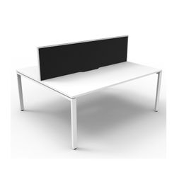 Rapid Deluxe Infinity Back to Back Workstation 2 Person With Black Screen 1500Wmm per person White Profile Leg Natural White Top
