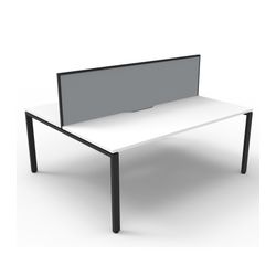 Rapid Deluxe Infinity Back to Back Workstation 2 Person With Grey Screen 1800Wmm per person Black Profile Leg Natural White Top