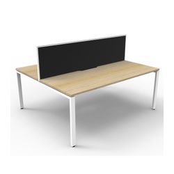 Rapid Deluxe Infinity Back to Back Workstation 2 Person With Black Screen 1800Wmm per person White Profile Leg Natural Oak Top