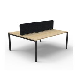 Rapid Deluxe Infinity Back to Back Workstation 2 Person With Black Eco Screen 1200Wmm per person Black Profile Leg Natural Oak Top