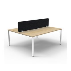 Rapid Deluxe Infinity Back to Back Workstation 2 Person With Black Eco Screen 1200Wmm per person White Profile Leg Natural Oak Top