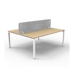 Rapid Deluxe Infinity Back to Back Workstation 2 Person With Grey Eco Screen 1200Wmm per person White Profile Leg Natural Oak Top