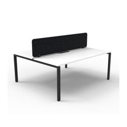 Rapid Deluxe Infinity Back to Back Workstation 2 Person With Black Eco Screen 1500Wmm per person Black Profile Leg Natural White Top