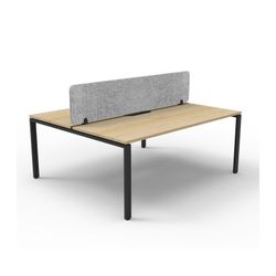 Rapid Deluxe Infinity Back to Back Workstation 2 Person With Grey Eco Screen 1500Wmm per person Black Profile Leg Natural Oak Top