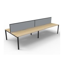 Rapid Deluxe Infinity Back to Back Workstation 4 Person With Grey Screen 1200Wmm per person Black Profile Leg Natural Oak Top