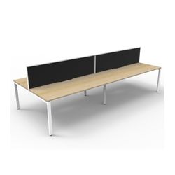 Rapid Deluxe Infinity Back to Back Workstation 4 Person With Black Screen 1200Wmm per person White Profile Leg Natural Oak Top