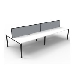 Rapid Deluxe Infinity Back to Back Workstation 4 Person With Grey Screen 1800Wmm per person Black Profile Leg Natural White Top
