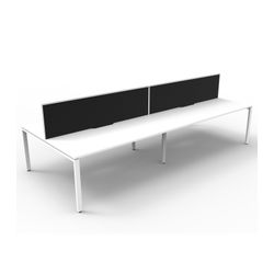Rapid Deluxe Infinity Back to Back Workstation 4 Person With Black Screen 1800Wmm per person White Profile Leg Natural White Top