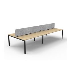 Rapid Deluxe Infinity Back to Back Workstation 4 Person With Grey Eco Screen 1500Wmm per person Black Profile Leg Natural Oak Top