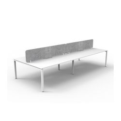 Rapid Deluxe Infinity Back to Back Workstation 4 Person With Grey Eco Screen 1500Wmm per person White Profile Leg Natural White Top
