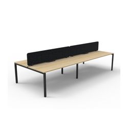 Rapid Deluxe Infinity Back to Back Workstation 4 Person With Black Eco Screen 1800Wmm per person Black Profile Leg Natural Oak Top