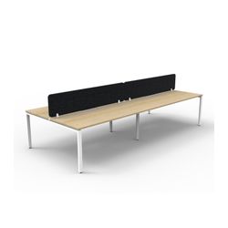 Rapid Deluxe Infinity Back to Back Workstation 4 Person With Black Eco Screen 1800Wmm per person White Profile Leg Natural Oak Top