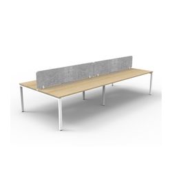 Rapid Deluxe Infinity Back to Back Workstation 4 Person With Grey Eco Screen 1800Wmm per person White Profile Leg Natural Oak Top