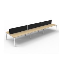 Rapid Deluxe Infinity Back to Back Workstation 6 Person With Black Screen 1500Wmm per person White Profile Leg Natural Oak Top