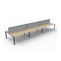 Rapid Deluxe Infinity Back to Back Workstation 6 Person With Grey Screen 1800Wmm per person Black Profile Leg Natural Oak Top