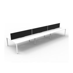 Rapid Deluxe Infinity Back to Back Workstation 6 Person With Black Screen 1800Wmm per person White Profile Leg Natural White Top