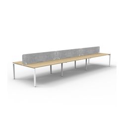 Rapid Deluxe Infinity Back to Back Workstation 6 Person With Grey Eco Screen 1200Wmm per person White Profile Leg Natural Oak Top