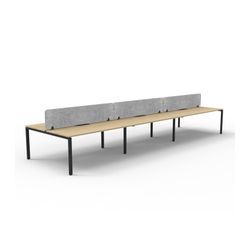 Rapid Deluxe Infinity Back to Back Workstation 6 Person With Grey Eco Screen 1500Wmm per person Black Profile Leg Natural Oak Top