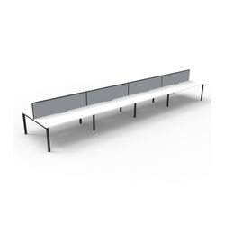 Rapid Deluxe Infinity Back to Back Workstation 8 Person With Grey Screen 1200Wmm per person Black Profile Leg Natural White Top