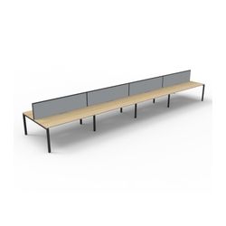 Rapid Deluxe Infinity Back to Back Workstation 8 Person With Grey Screen 1200Wmm per person Black Profile Leg Natural Oak Top