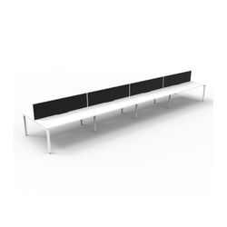 Rapid Deluxe Infinity Back to Back Workstation 8 Person With Black Screen 1200Wmm per person White Profile Leg Natural White Top