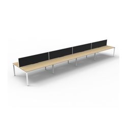 Rapid Deluxe Infinity Back to Back Workstation 8 Person With Black Screen 1200Wmm per person White Profile Leg Natural Oak Top