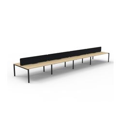 Rapid Deluxe Infinity Back to Back Workstation 8 Person With Black Eco Screen 1200Wmm per person Black Profile Leg Natural Oak Top