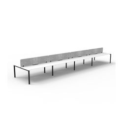 Rapid Deluxe Infinity Back to Back Workstation 8 Person With Grey Eco Screen 1200Wmm per person Black Profile Leg Natural White Top