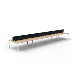 Rapid Deluxe Infinity Back to Back Workstation 8 Person With Black Eco Screen 1200Wmm per person White Profile Leg Natural Oak Top