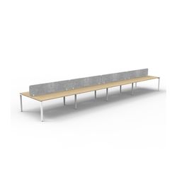 Rapid Deluxe Infinity Back to Back Workstation 8 Person With Grey Eco Screen 1200Wmm per person White Profile Leg Natural Oak Top