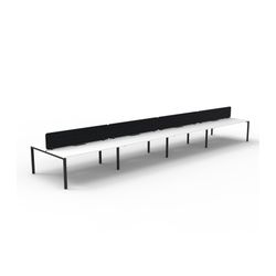 Rapid Deluxe Infinity Back to Back Workstation 8 Person With Black Eco Screen 1500Wmm per person Black Profile Leg Natural White Top