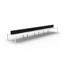 Rapid Deluxe Infinity Back to Back Workstation 8 Person With Black Eco Screen 1500Wmm per person White Profile Leg Natural White Top
