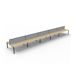 Rapid Deluxe Infinity Back to Back Workstation 10 Person With Grey Screen 1200Wmm per person Black Profile Leg Natural Oak Top