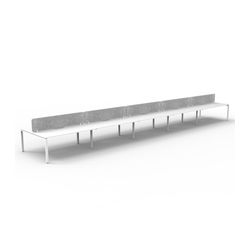 Rapid Deluxe Infinity Back to Back Workstation 10 Person With Grey Eco Screen 1200Wmm per person White Profile Leg Natural White Top