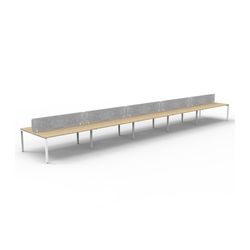 Rapid Deluxe Infinity Back to Back Workstation 10 Person With Grey Eco Screen 1500Wmm per person White Profile Leg Natural Oak Top