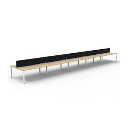 Rapid Deluxe Infinity Back to Back Workstation 10 Person With Black Eco Screen 1800Wmm per person White Profile Leg Natural Oak Top
